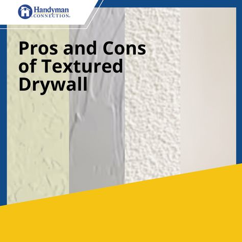 Pros and cons of textured drywall Textured Drywall, Drywall Texture, Drywall Finishing, Deck Repair, Drywall Ceiling, Drywall Installation, Ceiling Texture, Drywall Repair, Interior Tips