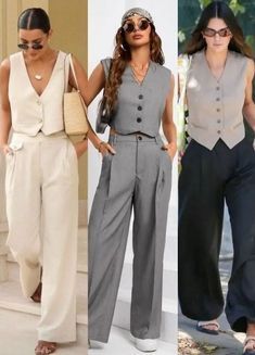 Vest Matching Set, Vest Formal Outfits For Women, Vest Coordinates Outfits For Women, Waistcoat Vest Women Outfit, Suits For Women 2024, Vest Formal Women, Styling Waistcoat Women, Waistcoat Top Outfit, Office Vest Outfits For Women