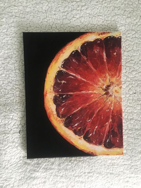 Grapefruit Oil Painting, Grapefruit Painting Acrylic, Food Painting On Canvas, Food Canvas Art, Art Inspo Painting Acrylic, Acrylic On Black Paper, Acrylic Painting Grunge, Food Art Painting Acrylic, Food Painting Ideas