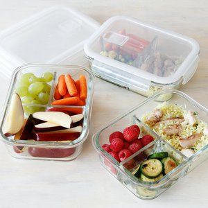 3 Compartment Glass Meal Prep Containers (3 Pack) - Food Storage Containers with Vented Lids | Glass Tupperware Set | Leakproof Food Prep Containers | Portion Control Food Containers | Bento Lunch Box: Amazon.ca: Home & Kitchen Glass Lunch Containers, Glass Meal Prep Containers, Glass Meal Prep, Box Lunch, Meal Prep Containers, Lunch Containers, Glass Food Storage, Bento Box Lunch, Microwave Oven