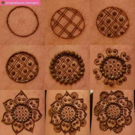 mehndi-design-image-step-by-step Round Mehndi Design, Jagua Henna, Palm Mehndi Design, Basic Mehndi, Henna Art Designs, Mehndi Designs For Kids, Mehndi Design Pictures, Very Simple Mehndi Designs, Simple Mehndi Designs Fingers