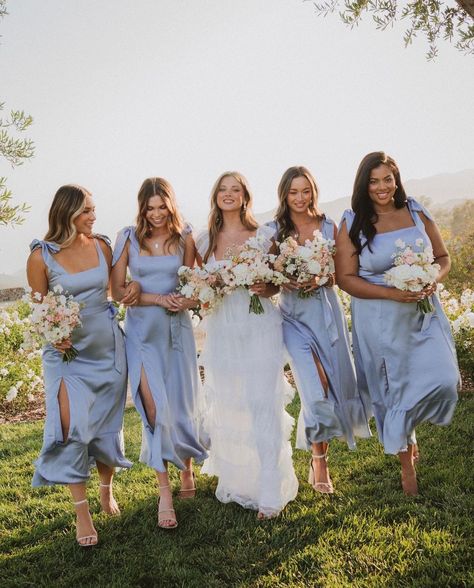 Mumu Weddings on Instagram: “Our best selling Claire Midi now comes in XXS-3X in our new Steel Blue Luxe Satin and Dusty Purple Luxe Satin✨ Shop it now on our website!…” Pastel Blue Bridesmaid, Mismatched Bridesmaid Dresses Blue, Baby Blue Bridesmaid Dresses, Steel Blue Bridesmaid Dresses, Pastel Bridesmaids, Light Blue Bridesmaid Dresses, Light Blue Bridesmaid, Silk Bridesmaid Dresses, Summer Bridesmaids