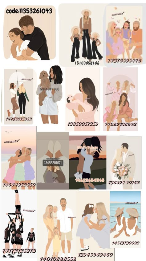 Family Picture Drawing, Summer Decal, Blocksburg Outfit Codes￼, Bloxburg Decals Codes Aesthetic, Cute Family Pictures, Preppy Decal, Pic Code, Roblox Image Ids, House Decals