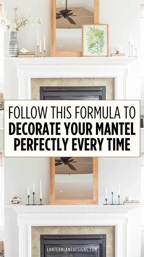 Find out how to make your fireplace the centerpiece of your home with our Fireplace Mantle Decor ideas. Our blog post guides you through various styles and accessories, including the perfect Fireplace Mirror, to help you create beautiful Fireplace Mantels that reflect your personal taste. Wide Mantel Decorating Ideas, Split Mantle Fireplace, Mantle Lamps Fireplace, Mantle Decor No Tv, Family Pictures On Mantle, Traditional Fireplace Mantle Decor, Beautiful Mantle Decor, Shallow Mantle Decor, Over Mantel Mirror