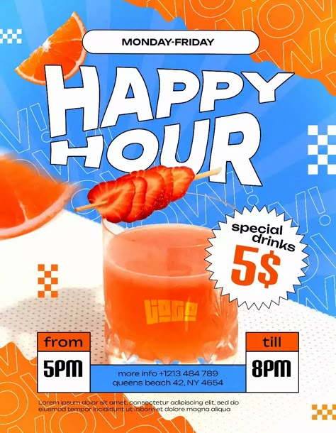 Check out the Free Happy Hour Drinks Flyer Template for your next club and party event. FreePSDFlyer.com is the best resource full of amazing Free PSD Flyer Templates for Photoshop! Create amazing flyer, poster or social media designs with our free templates. Hire a Professional Freelancer for Your Flyer Design Needs!Are you in need of a professionally designed, ready-to-print flyer? Look no further! For just $10, I offer top-notch flyer design services to cater to all your needs.Whether you Happy Hour Flyer Design, Happy Hour Graphic Design, Cafe Event Poster, Cool Flyer Design, Beverage Graphic Design, Happy Hours Poster, Promo Poster Design Ideas, Promo Design Poster, Drink Flyer Design