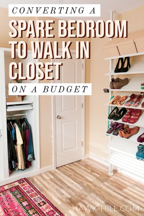 Bedroom To Walk In Closet, Budget Dressing Room, Spare Bedroom Dressing Room Ideas, Turning A Bedroom Into A Closet, Bedroom Into Dressing Room, Bedroom Into Closet, Spare Room Walk In Closet, Bedroom Turned Closet, Spare Bedroom Closets