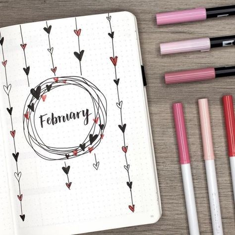 February Bullet Journal Ideas | Monthly Spread for a Bullet Journal | Bullet Journal Inspiration Journal D'inspiration, Minimalist Bullet Journal, February Bullet Journal, Bullet Journal Month, Bullet Journal 2020, Bullet Journal 2019, Bullet Journal Cover Page, Bullet Journal Weekly Spread, Bullet Journal Mood