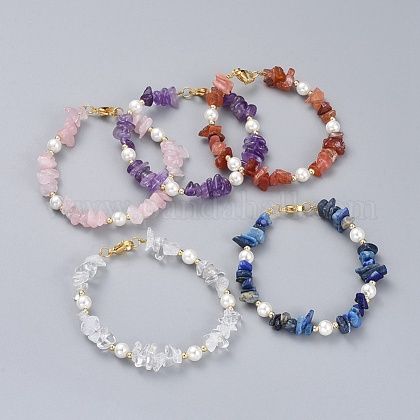 Beaded Bracelets With Shells, Natural Gemstone Bracelets, Bracelets Crystal Beads, Chip Stone Bracelet, Gemstone Bead Bracelet Ideas, Crystal Chip Bracelets, Stone Beads Bracelets, Beaded Bracelets Crystal, Natural Stone Beaded Bracelets