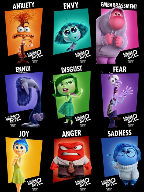 Fear Inside Out, Joy Inside Out, Inside Out Emotions, Emotions Posters, Movie Inside Out, Circus Characters, Inside Out Characters, Disney Inside Out, Character Types