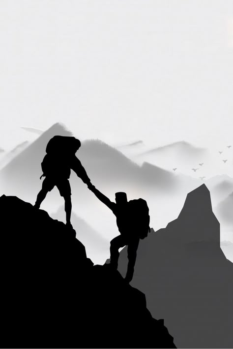 Unity Pictures, Friend Illustration Art, Unity Aesthetic, Unity Background, Powerful Background, Unity Photography, Power Background, Unity Image, Hiker Silhouette