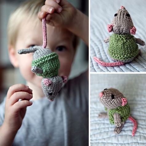 Knitted Mice Patterns Free, Knitted Mouse, Knitted Stuffed Animals, Holiday Cross Stitch Patterns, Miniature Knitting, Knitted Doll Patterns, Knitted Toys Free Patterns, Knit Toys, Knitting Stitches Tutorial