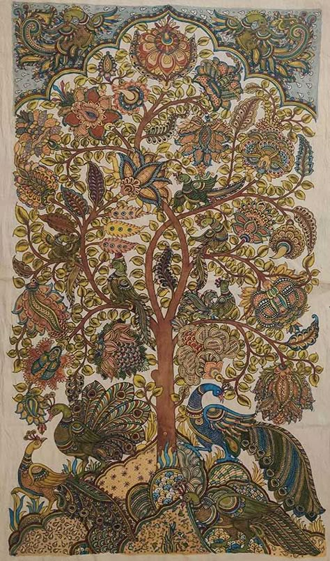 Kalamkari Art, Indian Traditional Paintings, Indian States, Mughal Art Paintings, Fabric Painting Techniques, Kalamkari Painting, Pen Art Drawings, Pichwai Paintings, Indian Painting