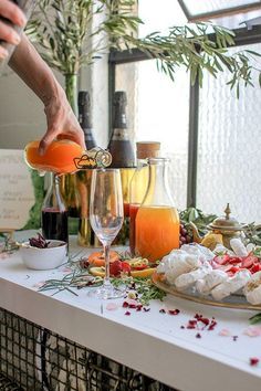 How to Build the Ultimate Champagne Bar for Summer || @thismessisours #glutenfree #vegan #DIY Brunch Food Photography, Champaign Cocktails, Plum Syrup, Homemade Soda, Champagne Brunch, Brunch Food, Champagne Bar, Mimosa Bar, Food Photography Inspiration