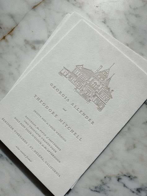 Venue Invitation Design, Wedding Invites With Venue Sketch, Sketch Wedding Invitation, Wedding Invitation Venue Illustration, Wedding Invitations With Venue Sketch, Venue Sketch Wedding Invitation, Wedding Invitations Letterpress, Kantara House, Wedding Invitations Classic Elegant