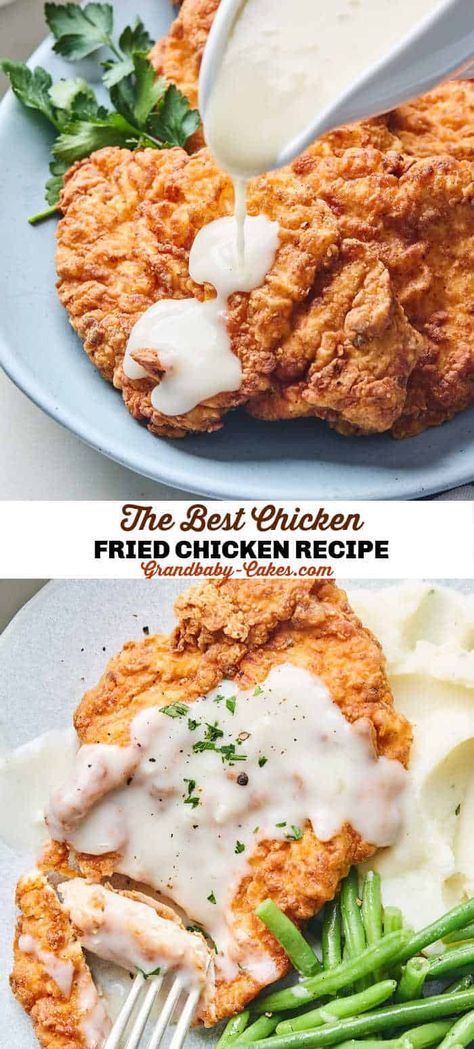 Chicken Fried Chicken Family Of Three Dinner Ideas, Oven Baked Chicken Fried Chicken, Chicken Fried Steak With Chicken, Baked Chicken Fried Chicken, Easy Chicken Fried Chicken Recipe, Oven Chicken Fried Chicken, Easy Country Fried Chicken, Healthy Chicken Fried Chicken, Quick Fried Chicken Recipes