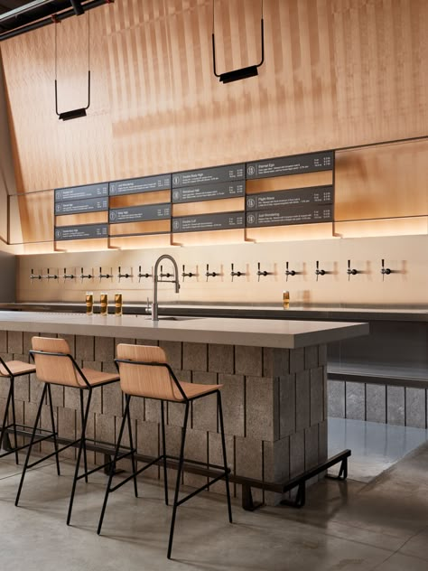 Wondrous Brewing Co. | Garcia Tamjidi Architecture Design | Media - Photos and Videos - 3 | Archello Brewery Bar Design, Beer Bar Ideas, Brewery Interior Design, Beer Bar Design, Brewery Interior, Warehouse Building, Brewery Bar, Brewery Restaurant, Brewery Design