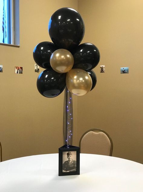 Photo frame and balloon centerpiece | Graduation party centerpieces, Graduation party planning, Birthday party centerpieces 90th Birthday Centerpieces For Men, 60th Centerpiece Ideas For Men, Fun Birthday Centerpieces, 75th Birthday Centerpieces Ideas For Men, Man Centerpieces Ideas, 40th Bday Centerpieces For Men, Centerpieces Birthday Men, 70th Centerpiece Ideas, Retirement Centerpieces Men