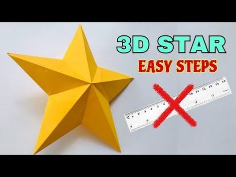 Perfect Shape 3D Star NO RULER! / Easy Paper Star / Paper Craft 3 D Stars From Paper, How To Make Stars From Paper, Stars Making Craft, Christmas Crafts Stars, Christmas Tree Star Topper Diy 3d Paper, Stars For Christmas Decorations, Xmas Crafts For Kids Easy, Craft Stars Christmas, Star Folding Paper