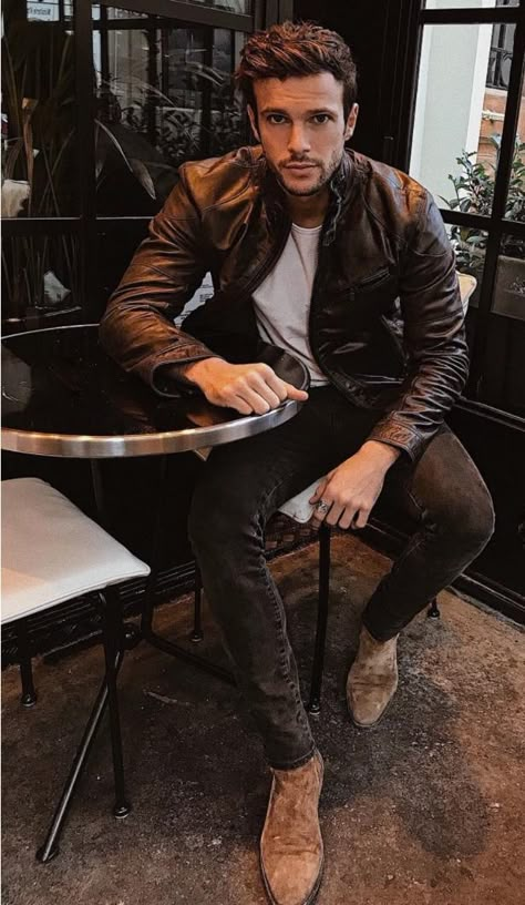 Leather Jacket Outfit Men, Jean Jacket Men, Fashionable Men, Mens Fashion Smart, Boating Outfit, Mens Fashion Rugged, Hipster Mens Fashion, Leather Jacket Outfits, Men's Leather Jacket