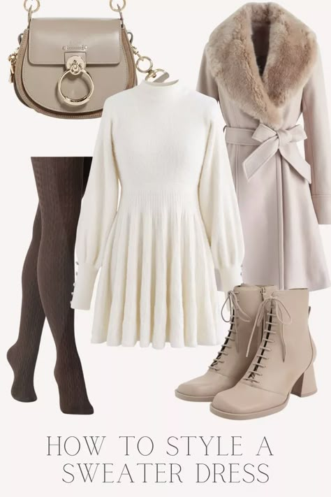 Winter 2025 Trends Fashion, Casual Snow Outfits, Polyvore Outfits Winter, Pretty Winter Outfits, Snow Outfits, Winter Outfits Ideas, Fall Sweater Dress, Outing Outfit, Classy Winter Outfits