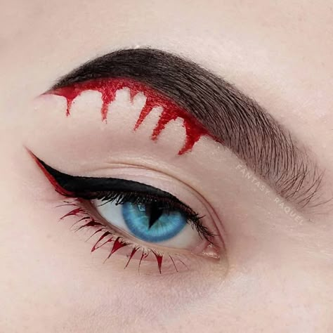 Nightmare On Elm Street Makeup, Demon Eye Makeup, Fun Halloween Makeup Looks Easy, Simple Spooky Makeup, Halloween Smokey Eye, October Makeup Looks, Spooky Eyeliner, Friday The 13th Makeup, Ghostface Makeup