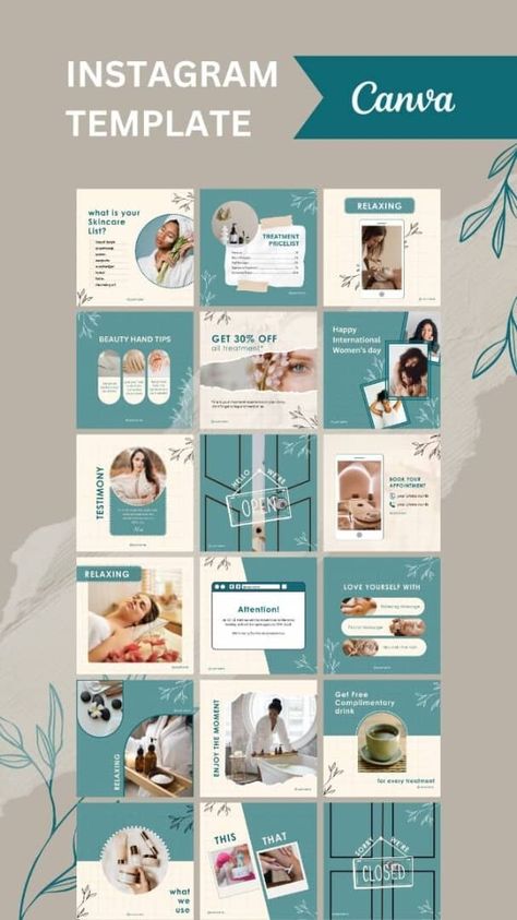 Ig Marketing Social Media, Canva Social Media Post Ideas, Canva Social Media Post, Instagram Post Template Free Canva, Template Instagram Post Design, Canva Instagram Post Ideas, Instagram Canva Template, Spa Instagram Post Ideas, Spa Social Media Posts