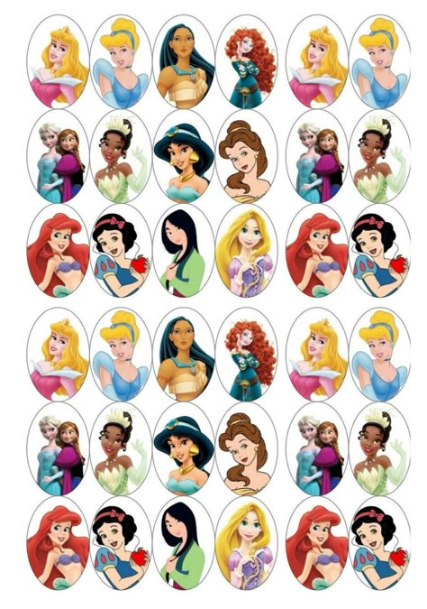 Disney Princess Stickers Free Printable, Disney Princess Printables, Disney Princess Stickers, Disney Stickers Printables, Stickers Princess, Disney Princess Cake Topper, Printable Nail Art, New Monster High Dolls, Disney Princess Cupcakes