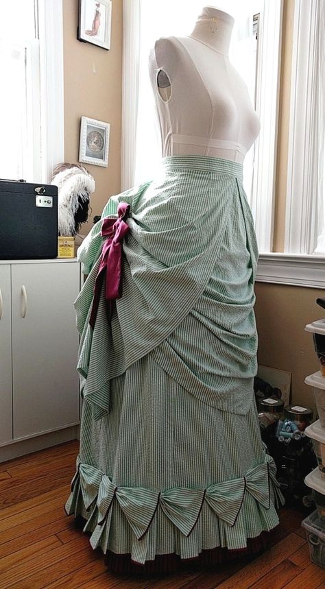 Raspberry Mint Sorbet Bustle Dress – The Skirts – The Modern Mantua-Maker Mint Sorbet, Victorian Dresses, Victorian Pattern, Bustle Dress, Victorian Costume, Victorian Clothing, Vintage Gowns, Steampunk Clothing, Edwardian Fashion