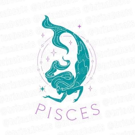 Mermaid Zodiac, Mermaid Pisces, Pisces Mermaid, Pisces Horoscope, Pisces Zodiac Sign, Pisces Zodiac, Zodiac Astrology, Design Png, Graphic Designs