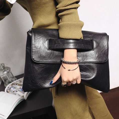 Envelope Clutch Bag, Black Leather Clutch, Genuine Leather Handbags, Beg Tangan, Cool Gifts For Women, Envelope Bag, Ladies Clutch, Trending Handbag, Crossbody Bag Women