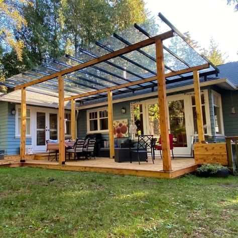 Cedar Pergola | Aluminum & Glass Pergola Vancouver Glass Pergola, Outdoor Renovation, Cedar Pergola, Building A Pergola, Pergola Attached To House, Wood Pergola, Deck With Pergola, Small Deck, Pergola With Roof