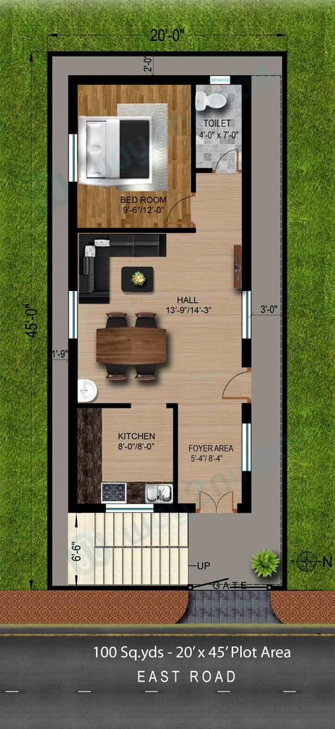 East Facing House Plans For 20x30 Site 071 900 Sq Ft House, 800 Sq Ft House, 20x30 House Plans, 20x40 House Plans, Cool House Plans, Indian House Plans, Little House Plans, Design Floor Plans, Housing Design