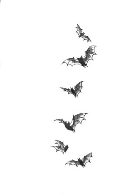 Bats Forearm Tattoo, Micro Bat Tattoo, Bat Filler Tattoo, Flock Of Bats Tattoo, Bat Spine Tattoo, 3 Bats Tattoo, Bat Tattoo Design Drawings, Bats Flying Drawing, Bat Line Tattoo