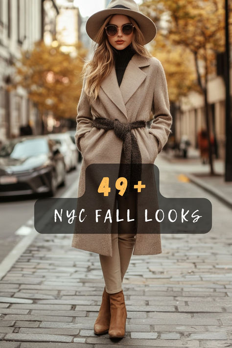 Discover 49 NYC outfits perfect for the fall season. These stylish looks include everything from trendy layers to statement accessories, ideal for navigating the bustling city. Find out how to stay chic and comfortable as you explore New York's iconic streets. Click to see these must-try styles! 🍁👢 #NYCFallFashion #StylishOutfits #CityStyle #UrbanChic #FashionInspiration #FallVibes #StreetStyle Outfit Ideas For Nyc Winter, Dinner In New York City Outfit, Chicago Aesthetic Outfits Fall, Rainy New York Outfit, Fall In New York City Outfits, Outfits For New York Winter, Outfit Ideas New York City, New York Outfits Winter Cold Weather, City Outfit Fall