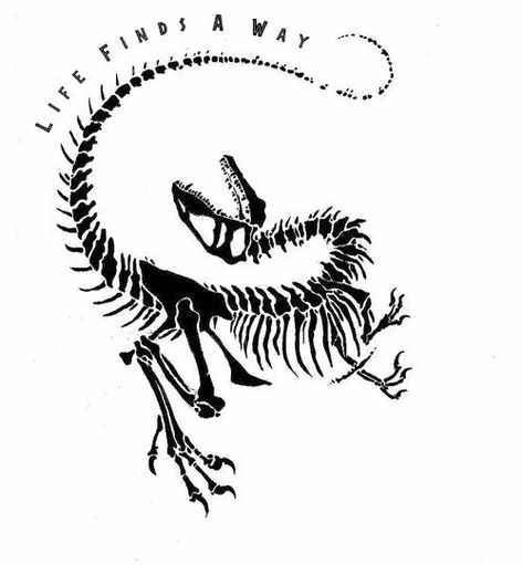 Jurassic Park Tattoo Design, Jurassic Tattoo Ideas, Raptor Claw Tattoo, Tattoo Animal Skull, Velociraptor Skull, Velociraptor Tattoo, Jurassic Park Tattoo, Tattoo Fairy, Life Finds A Way