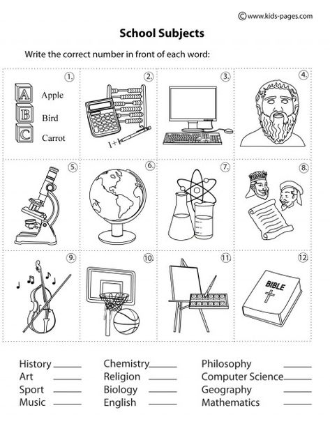 School Subjects Matching B&W worksheets School Objects, English Exercises, Student Humor, Subject And Verb, Teacher Technology, Classroom Language, English Activities, School Worksheets, Education Quotes For Teachers