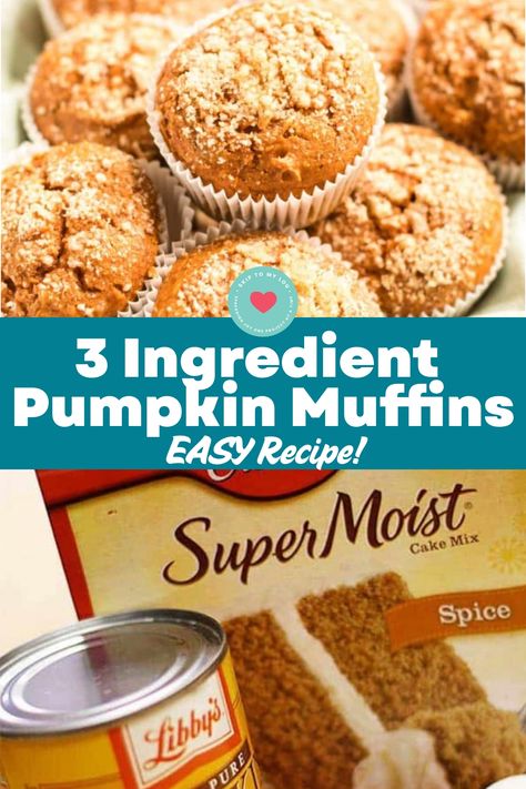 Looking for a delicious and easy pumpkin muffin recipe? Try these 3-ingredient pumpkin muffins – they're quick, simple, and oh-so-tasty! You only need cake mix, pumpkin puree, and an egg to whip up these delightful treats. A perfect fall baking project that will make your home smell amazing. These moist and flavorful pumpkin muffins are great for breakfast on the go or a cozy afternoon snack. Give this simple recipe a try today! Pumpkin Cake Mix Muffins, Recipe Gifts, 2 Ingredient Pumpkin Muffins, Spice Cake Mix And Pumpkin, Autumn Treats, Pumpkin Puree Recipes, Pumpkin Muffins Easy, Italian Rice, Cream Chicken