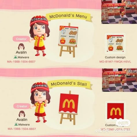 Build Your Own McDonald's Restaurant In Animal Crossing: New Horizons | NintendoSoup Mcdonalds Restaurant, Motif Animal Crossing, Cross Drawing, Animal Crossing Design Codes, Disney Character Drawings, Mcdonald's Restaurant, Easy Disney Drawings, Acnh Qr Codes, Animal Crossing 3ds