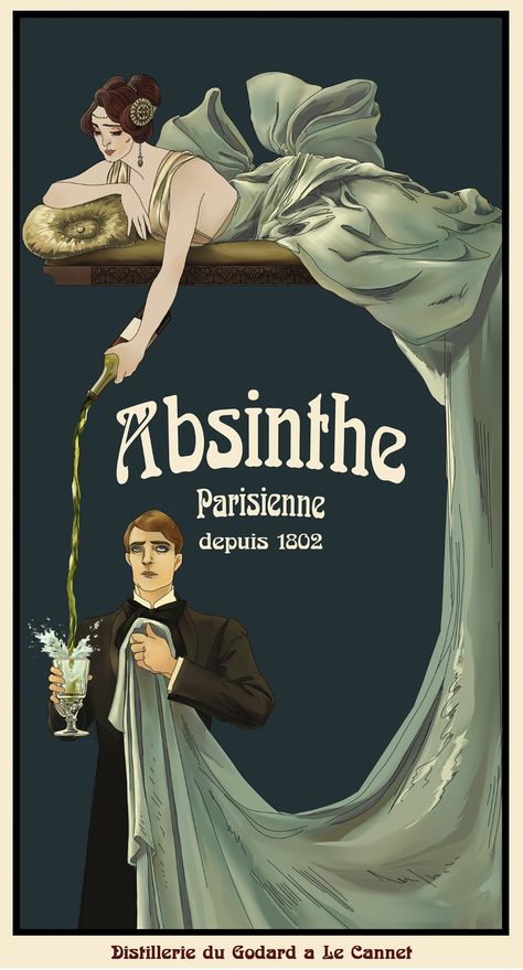 Absinthe Poster, Absinthe Art, Poster Drink, Green Fairy Absinthe, Artemisia Absinthium, Vintage French Posters, Drink Poster, Vintage Poster Wall, Decoration Restaurant