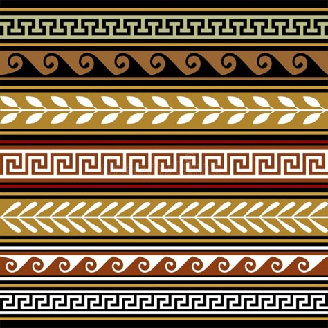 Set of geometric vector borders vector illustration Greek Pattern, Greece Art, Vector Border, Roman Mosaic, Greek Pottery, Greek Vases, Greek Design, Geometric Vector, Roman Art