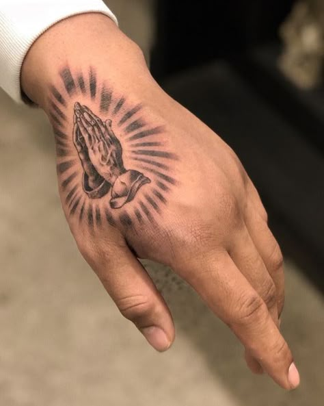 Hands Praying Tattoo, Praying Tattoo, Prayer Hands Tattoo, Pray Tattoo, Praying Hands Tattoo Design, Hands Praying, Tattoo King, Catholic Tattoos, Praying Hands Tattoo