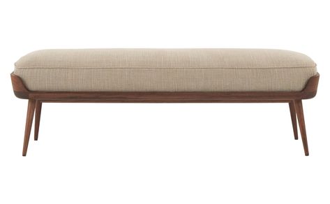 Buy Breur Bench by Jayson Home - Quick Ship designer Furniture from Dering Hall's collection of Traditional Transitional Mid-Century / Modern Organic Benches. Bedroom Dark Wood Bed, Bedroom Dark Wood, Bed Benches, Dark Wood Bed, Bedroom Dark, Bedding Inspiration, Yellow Bedding, Ottoman Design, Grey Furniture