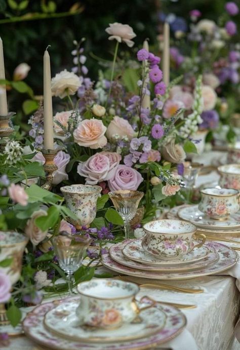 (1) Facebook Easter Garden Party, Tea Party Tablescape, Garden Wedding Table, Outdoor Tea Parties, Tea Party Table Settings, Wedding Table Set, English Garden Style, English Garden Ideas, English Aesthetic