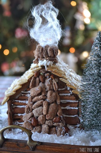 Jennie Cry, Gingerbread Log Cabin, Charcuterie Chalet, Western Cookies, Gingerbread House Pictures, Gingerbread Contest, Homemade Gingerbread House, Christmas Tutorial, Gingerbread Creations