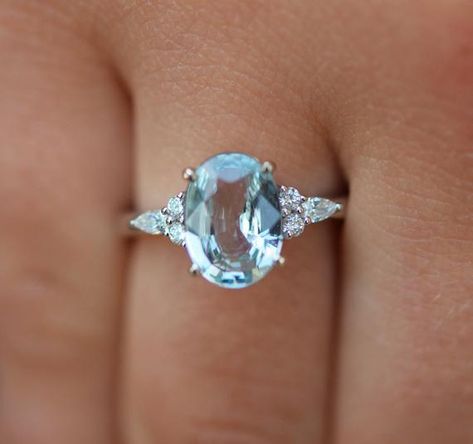 Blue Green Sapphire Engagement Ring, Green Sapphire Engagement, Green Sapphire Engagement Ring, Blue Engagement Ring, Engagement Rings And Wedding Bands, Sapphire Engagement Ring Blue, Morganite Engagement, Colored Stone, Morganite Engagement Ring