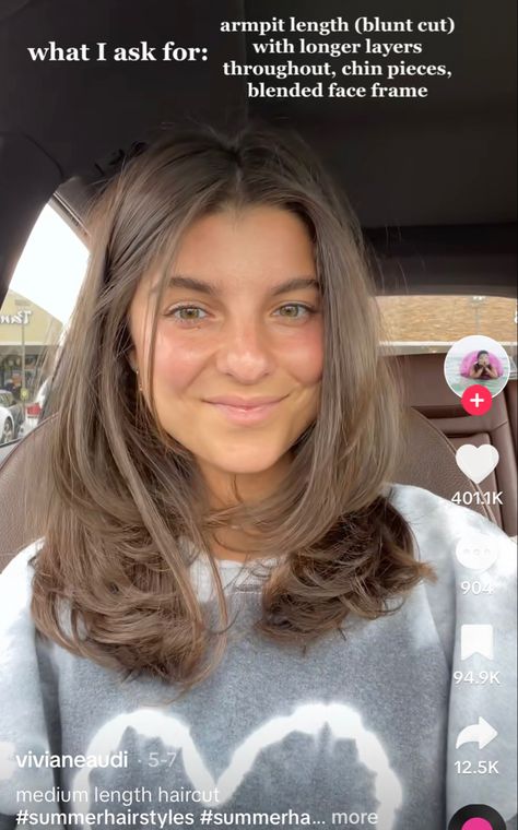 Shorter Layered Haircuts Mid Length, Long Neck Haircut, Mid Length Hair Square Face, Shoulder Length Hair Unstyled, Layer Mid Length Hair, Eloise Mummé Hair, Haircut Ideas For Thinner Hair, Haircuts That Dont Need To Be Styled, Best Hair Length For Round Face