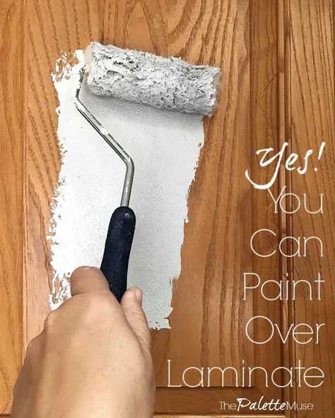 Paint Laminate Cabinets, Painting Laminate Cabinets, How To Paint Laminate, Painting Laminate Furniture, Diy Kitchen Cabinets Painting, Painting Laminate, Laminate Cabinets, Laminate Furniture, Camper Reno