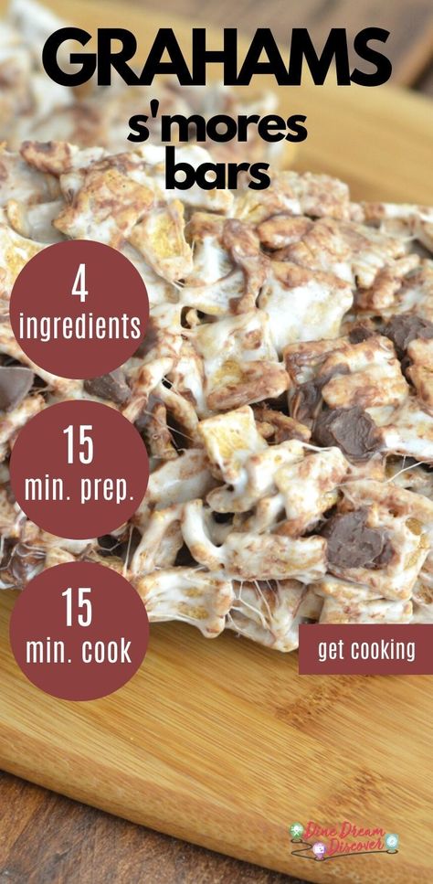 S’mores Treats With Golden Grahams, S’more Cereal Bars, S’mores Bars Recipe Golden Grahams, S’mores Cereal Treats, S’mores Golden Graham Bars, S’mores Krispie Treats, Golden Graham’s S’mores Bars, Golden Graham Rice Krispie Treats, S’mores Bars With Golden Grahams