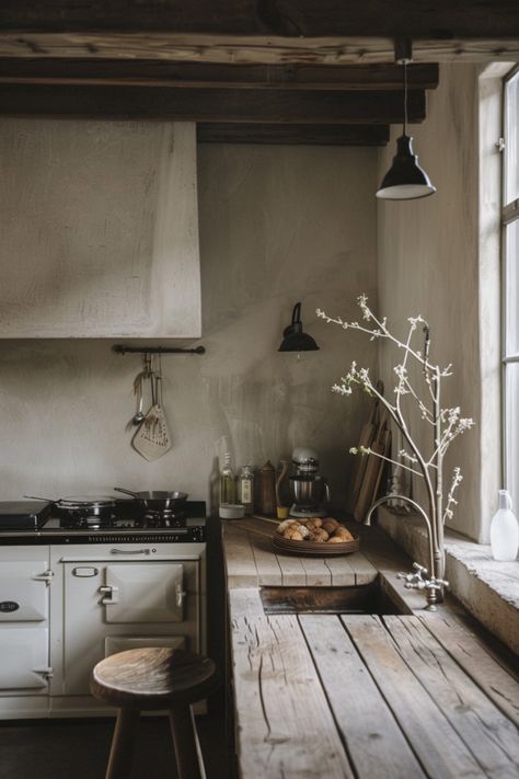 Embrace Rustic Charm in Your Farmhouse Kitchen - Quiet Minimal Primitive Cottage Decor, Shed Extension, Small Kitchen Diner, Wabi Sabi Kitchen, Reclaimed Kitchen, Primitive Kitchens, Rustic Country Cottage, Rustic Farmhouse Kitchen Decor, Farmhouse Kitchen Decor Ideas