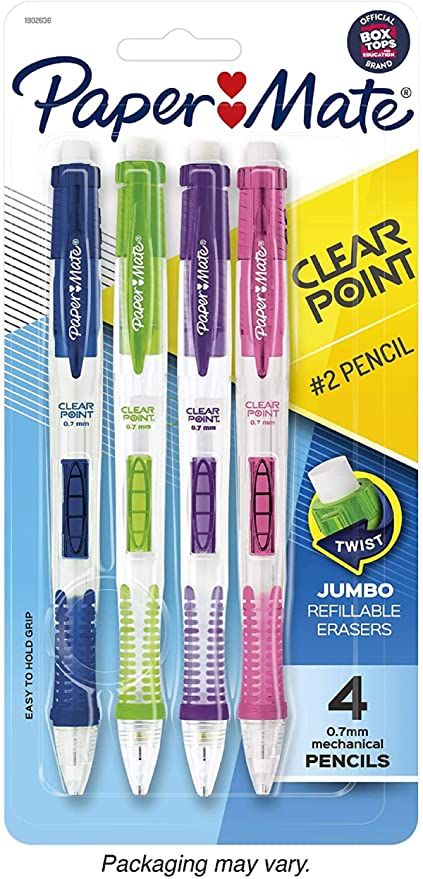 Amazon.com: Paper Mate Clear Point Mechanical Pencils, 0.7mm, Fashion Assorted Colors, Pack of 4 : Everything Else Paper Mate Pencils, Purse Tower, Mechanical Pencils Papermate, 6th Grade Girls, Back To School Needs, Middle School Supplies, School Finds, Selling Products On Amazon, College Necessities